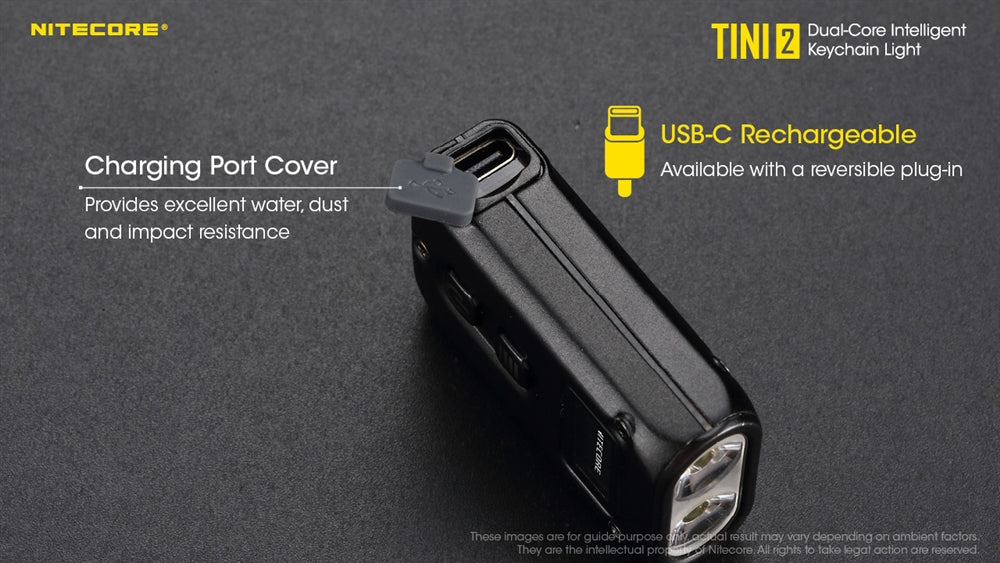 Nitecore TINI 2 500 Lumen USB-C Rechargeable Keychain Flashlight