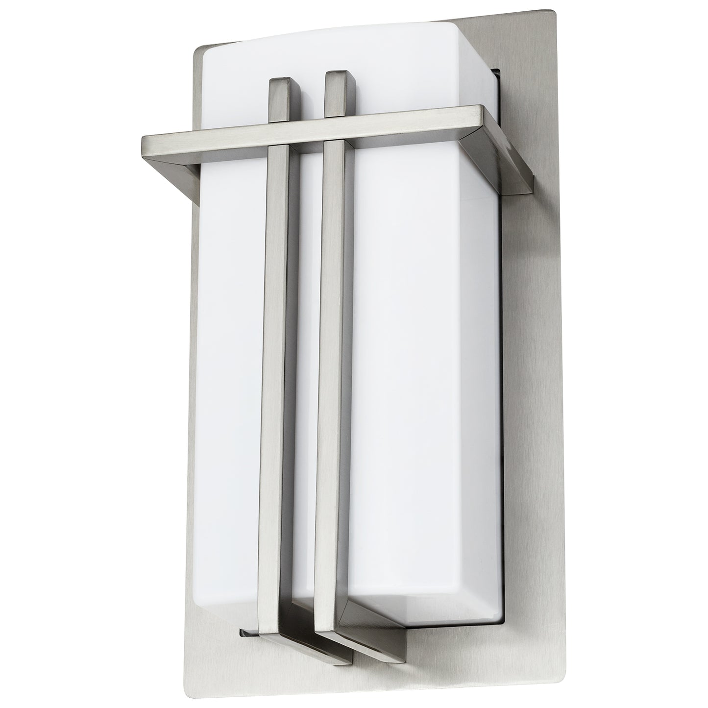 Sunlite - Decorative Square Wall Sconce Light Fixture, Opal Shade, Stainless Steel Frame