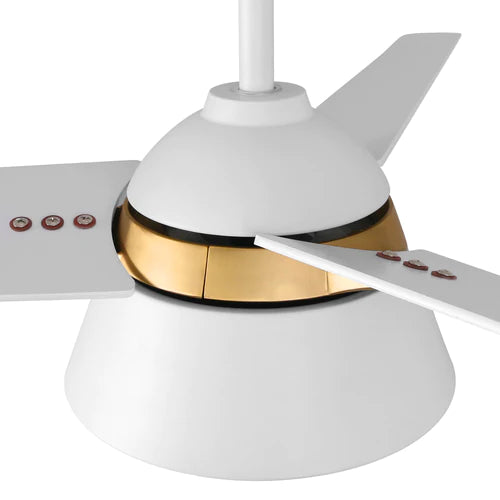 Carro - KENORA 48 inch 3-Blade Ceiling Fan with LED Light Kit & Remote Control - White/White (Gold Detail)