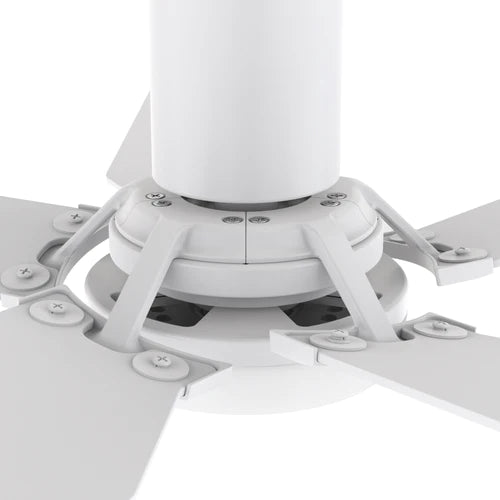 Carro - WOODROW 52 inch 5-Blade Flush Mount Smart Ceiling Fan with LED Light Kit & Remote - White/White