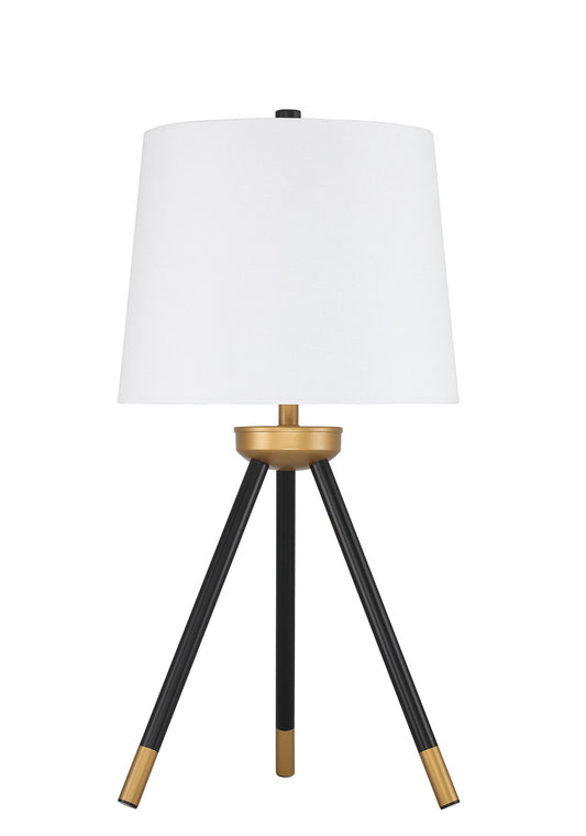Light Metal Tri-Pod Base Table Lamp in Painted Black/Gold