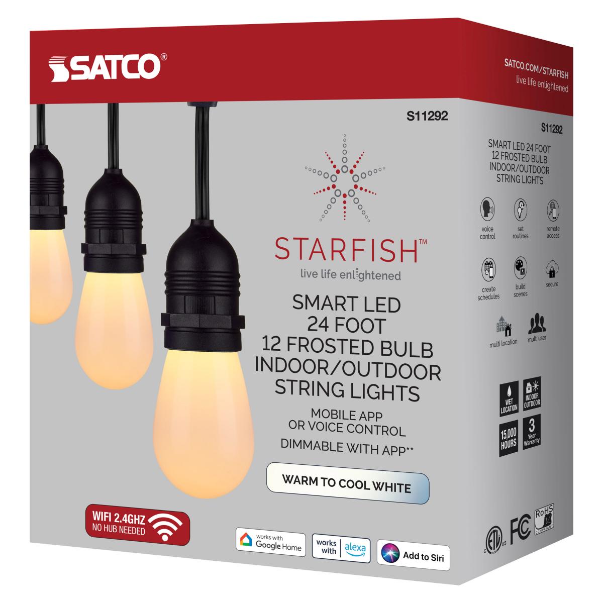 24Ft Smart Lighting Tunable White LED String Light