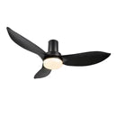 BUDE 45 inch 3-Blade Low Profile Ceiling Fan with LED Light & Remote Control - Black/Black