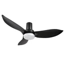 BUDE 45 inch 3-Blade Low Profile Ceiling Fan with LED Light & Remote Control - Black/Black