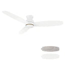 HONITON 60 inch 5-Blade Flush Mount Ceiling Fan with LED Light & Remote Control - White/White
