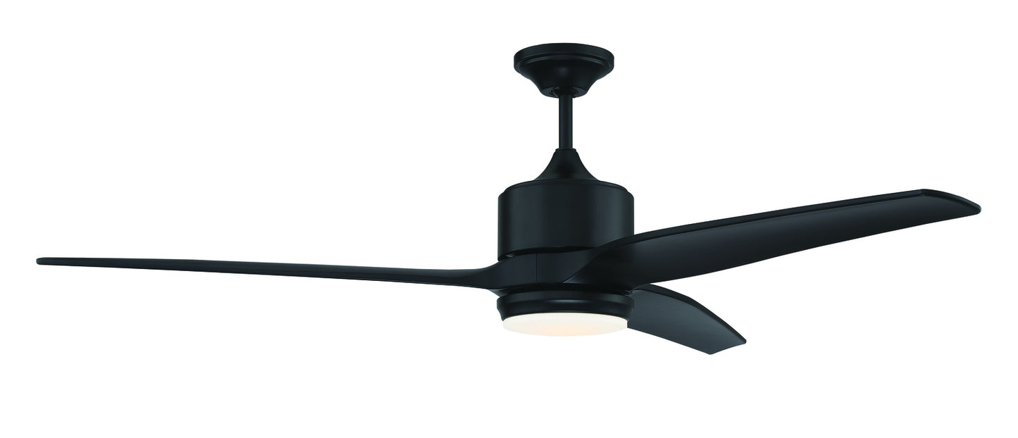 Craftmade - 60" Mobi Ceiling Fan with 3 Flat Black Finish ABS Blades, Remotes and LED Light Included