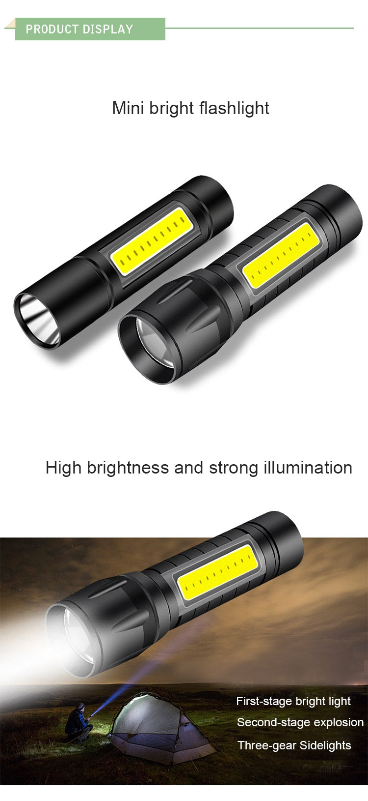 BodLED Rechargeable Mini Flashlight with Desk Lamp