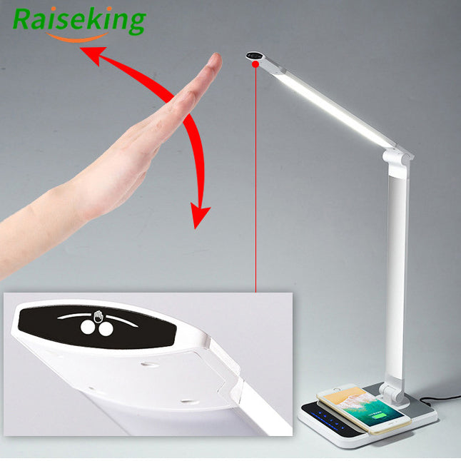 HAND SWEEP SENSOR WIRELESS CHARGE LED DESK LAMP WITH WIRELESS CHARGING FOR MOBILE PHONE