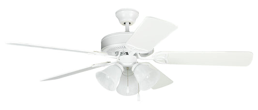 Craftmade - 52" Builder Deluxe Ceiling Fan in Matte White Finish with Alabaster Glass