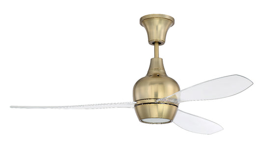 Craftmade - 52" Bordeaux Ceiling Fan with 3 Clear Acrylic Blades, Satin Brass Satin Brass