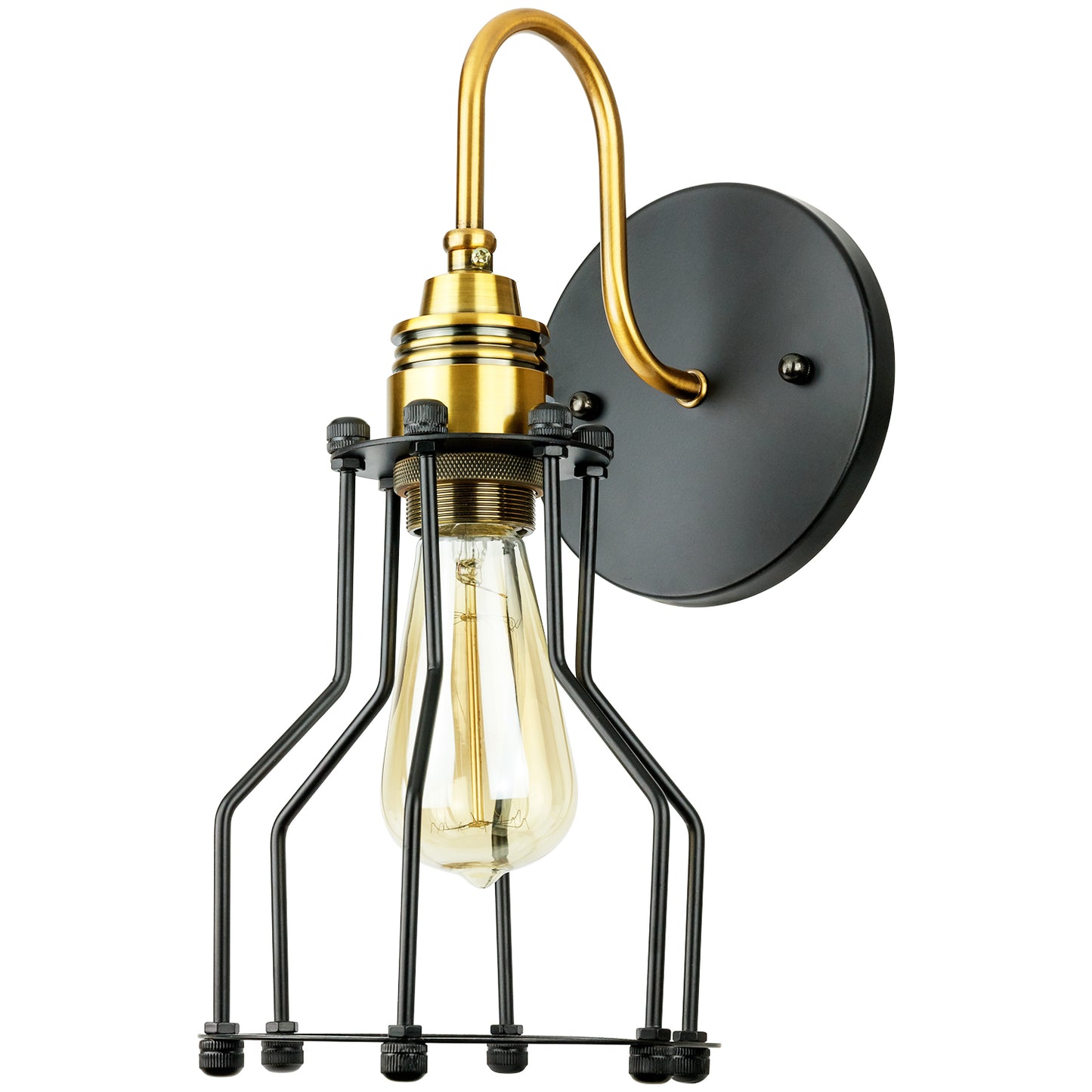 Sunlite - Vintage Designed Open Cage Wall Sconce, Metal Industrial Style Fixture