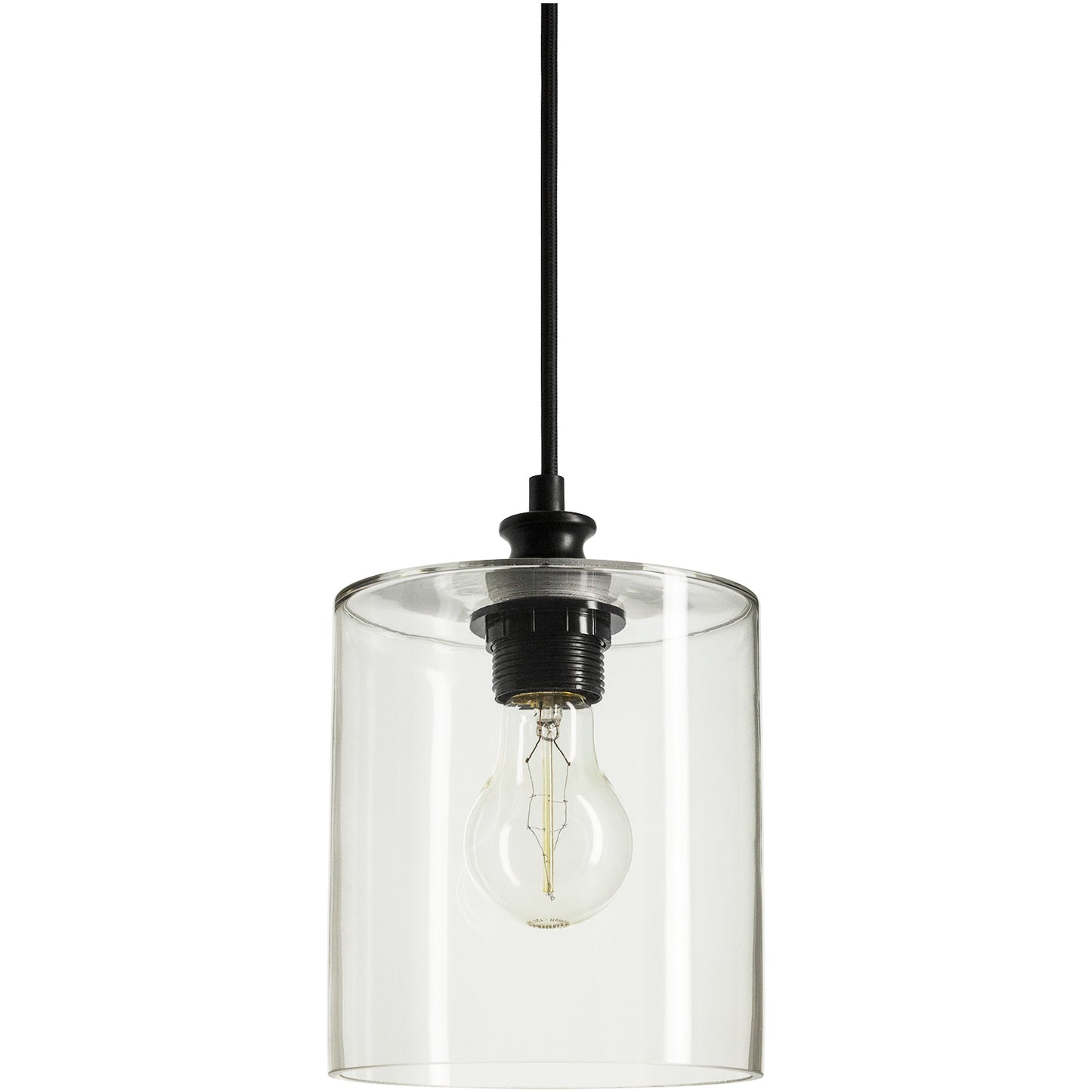 Sunlite - Vintage-Inspired Glass Cloche Cylinder Pendant, Farmhouse Light Fixture