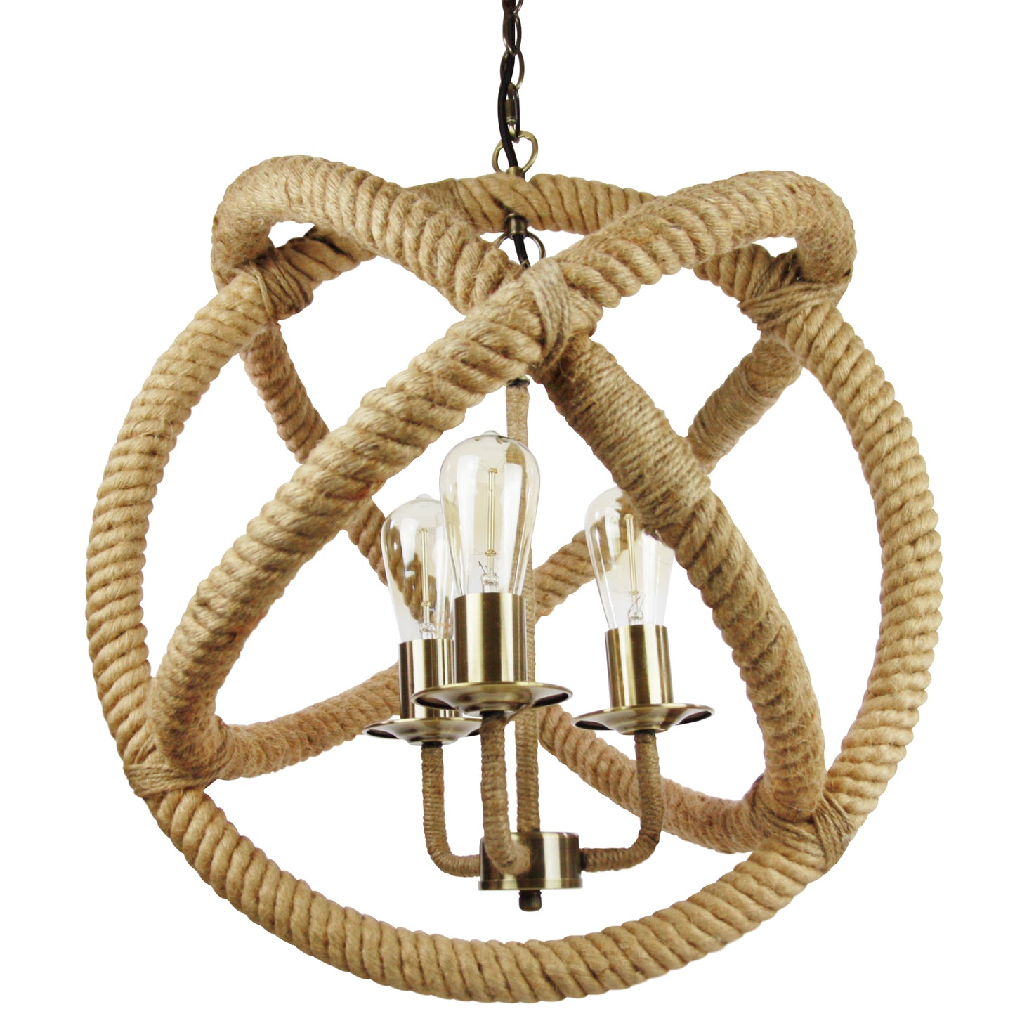 Sunlite Vintage-Inspired 28” Adjustable Cord Rustic Industrial Rope Pendant