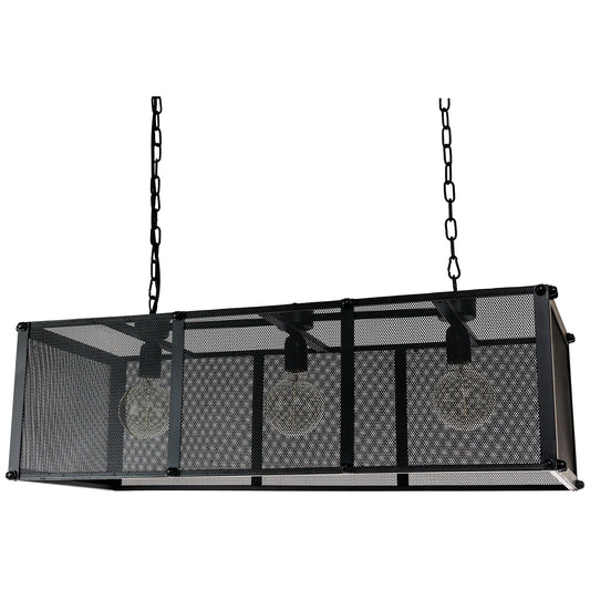 Sunlite Vintage-Inspired Vintage-Inspired Metal Cage Hanging Pendant, Industrial Linear Fixture