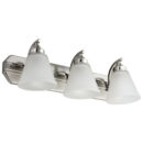 Sunlite - Modern Bell Vanity Fixture Frosted Glass Shade, 3 Light Brushed Nickel Finish