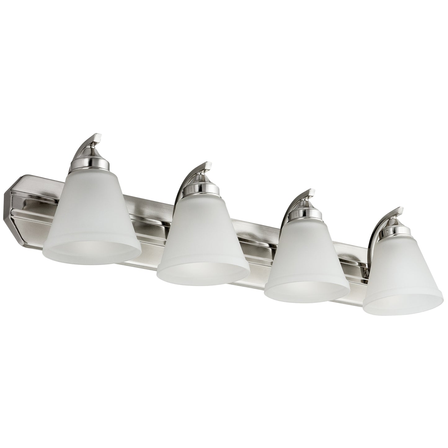 Sunlite - Modern Bell Vanity Fixture, Frosted Glass Shade, 4 Light Brushed Nickel Finish
