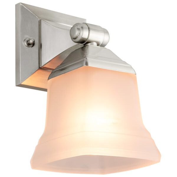 Sunlite - Modern Square Bell Vanity Fixture Frosted Glass Shade, 1 Light Brushed Nickel Finish