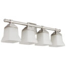 Sunlite - Modern Square Bell Vanity Fixture, Frosted Glass Shade, 4 Light Brushed Nickel Finish