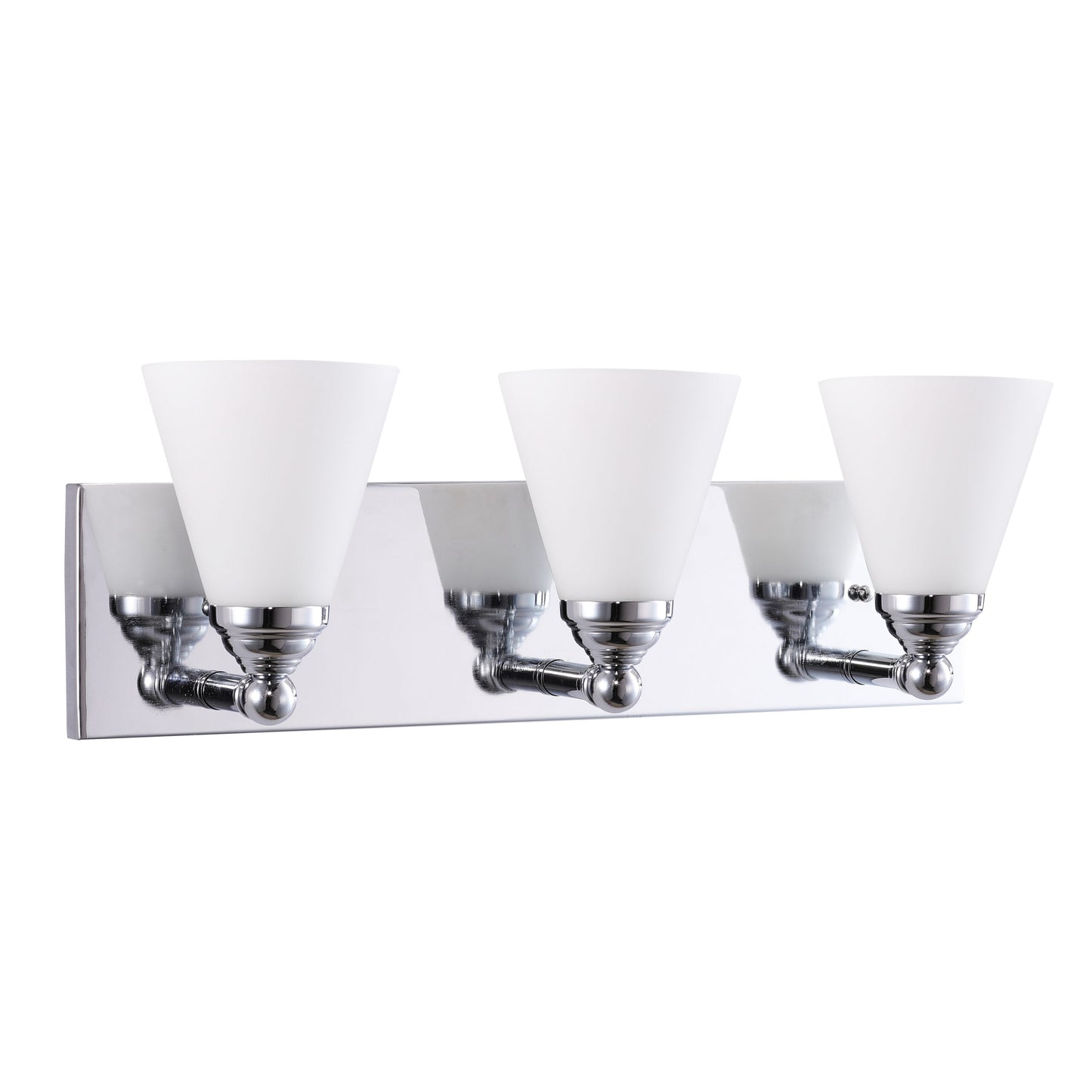 Sunlite - Cone Shade Vanity Light Fixture Frosted Glass Shade, Brushed Nickel Base 3-Lights