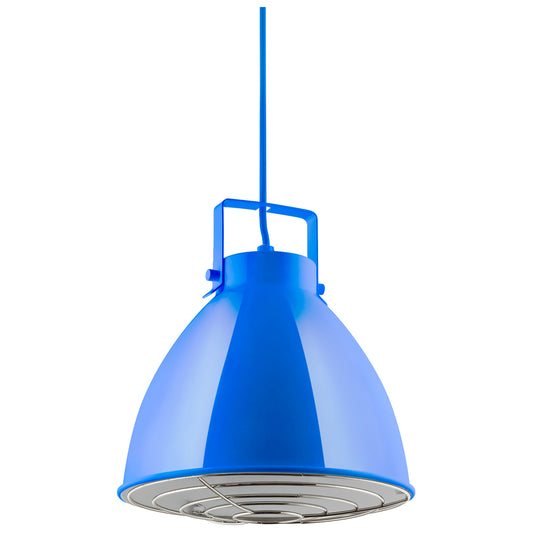 Sunlite - Zed 10″ Decorative Pendant Light Fixture, Blue Finish with Decorative Chrome Grille