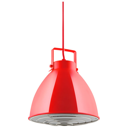 Sunlite - Zed 10″ Decorative Pendant Light Fixture,  Shiny Red Finish with Decorative Chrome Grille