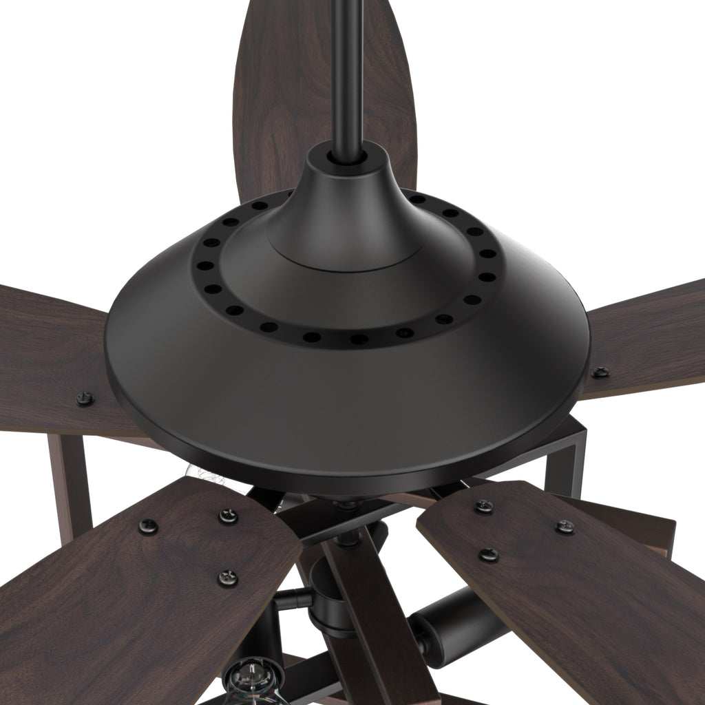 CARRO  - KARSON 52 inch 5-Blade Ceiling Fan with Light & Remote, Industrial Cage - Black/Dark Wood (Reversible Blades)