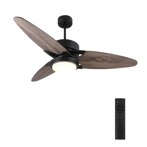 Carro - MADDOX 52 inch 3-Blade Ceiling Fan with LED Light Kit & Remote Control - Black/Barnwood