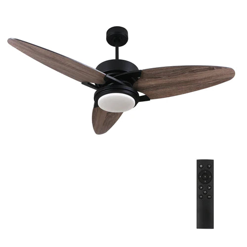 Carro - MADDOX 52 inch 3-Blade Ceiling Fan with LED Light Kit & Remote Control - Black/Barnwood