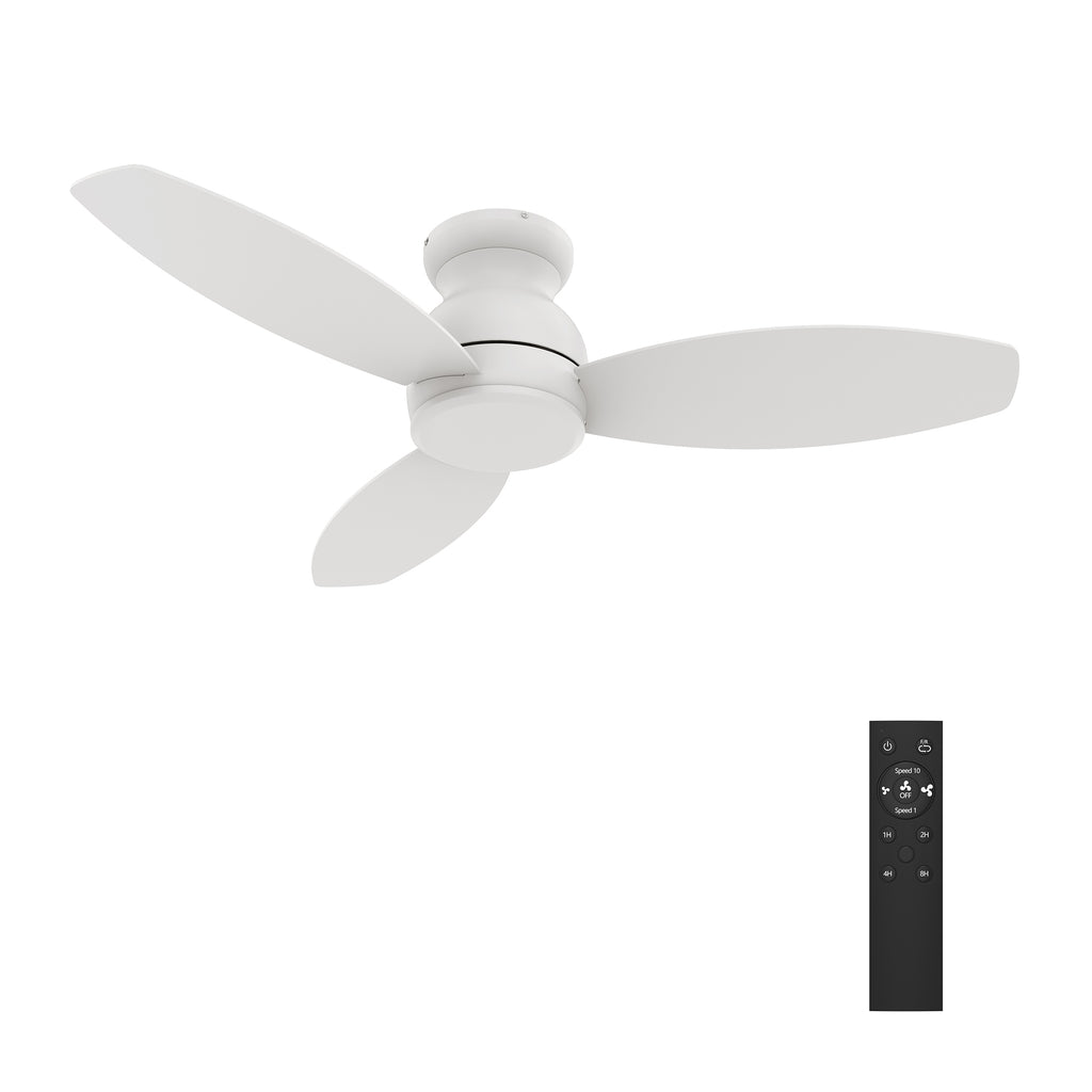 CARRO - STANLEY 48 inch 5-Blade Flush Mount Ceiling Fan with Remote Control - White/White (No Light)