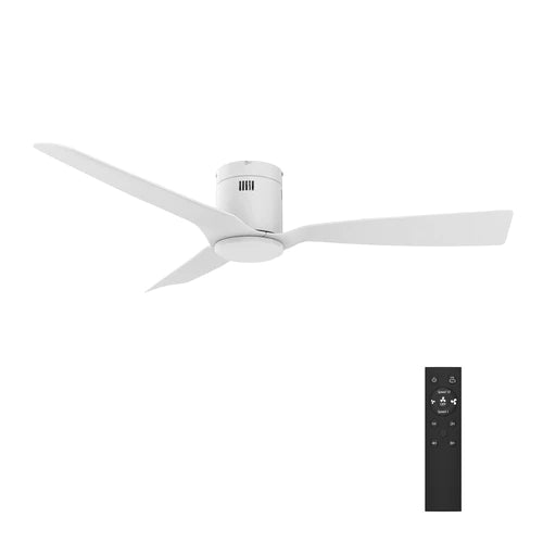 Carro - SKARA 52 inch 3-Blade Flush Mount Ceiling Fan with Remote Control - White/White (No Light)