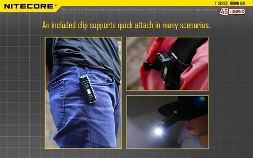 Nitecore Thumb Leo 45 Lumen Clip on Rechargeable Flashlight, UV & Red and Blue FL-NITE-THUMB-LEO