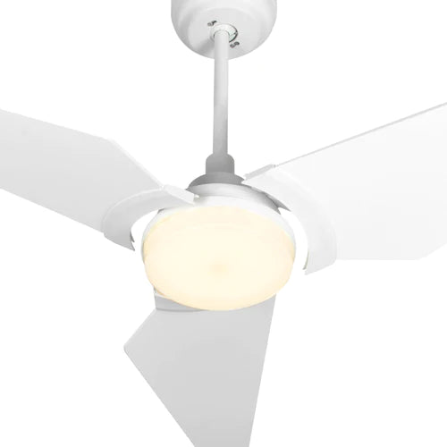 Carro - KAJ 56 inch 3-Blade White Smart Ceiling Fan with LED Light Kit & Remote - White/White