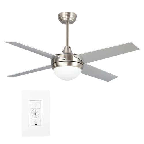 Carro - NEVA 48 inch 4-Blade Smart Ceiling Fan with LED Light Kit & Smart Wall Switch - Silver/Silver