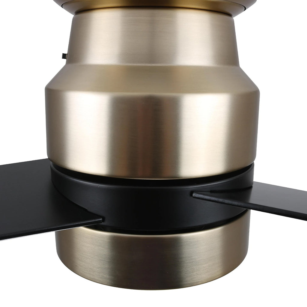 CARRO - RAIDEN 52 inch 3-Blade Flush Mount Smart Ceiling Fan with LED Light Kit & Smart Wall Switch - Gold/Black