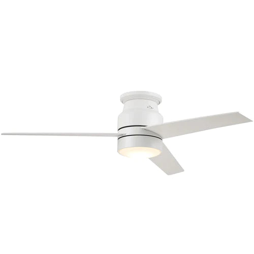 Carro - RAIDEN 52 inch 3-Blade Flush Mount Smart Ceiling Fan with LED Light Kit & Smart Wall Switch - White/White