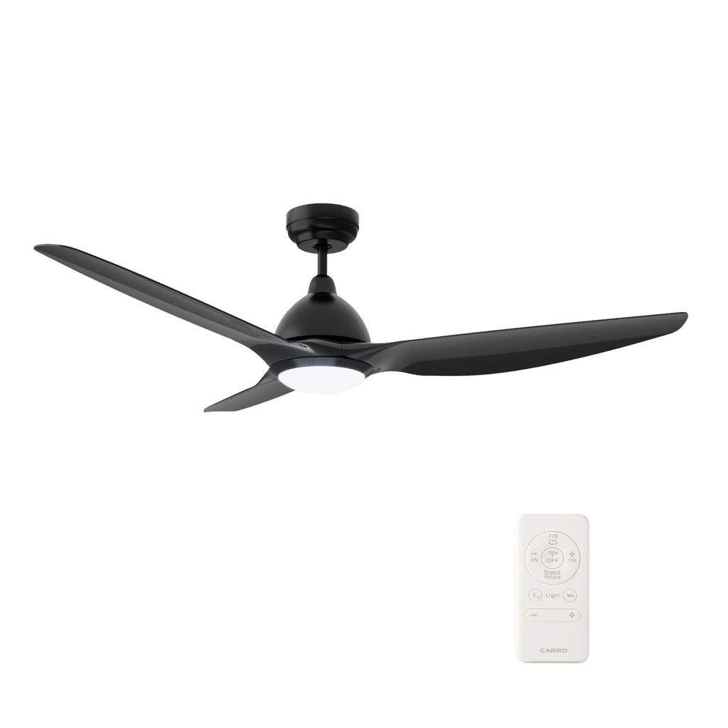 CARRO - CRANSTON 52 inch 3-Blade Smart Ceiling Fan with LED Light Kit & Remote - Black/Black