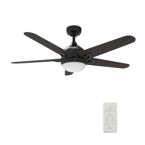 Carro - SOLASTA 52 inch 5-Blade Smart Ceiling Fan with LED Light Kit & Remote - Black/Dark Wood