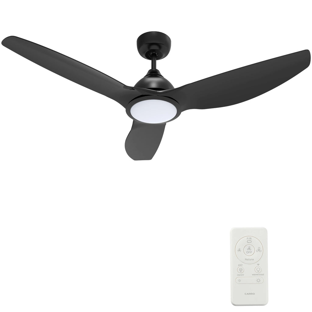 CARRO - CRANSTON 52 inch 3-Blade Smart Ceiling Fan with LED Light Kit & Remote - Black/Black