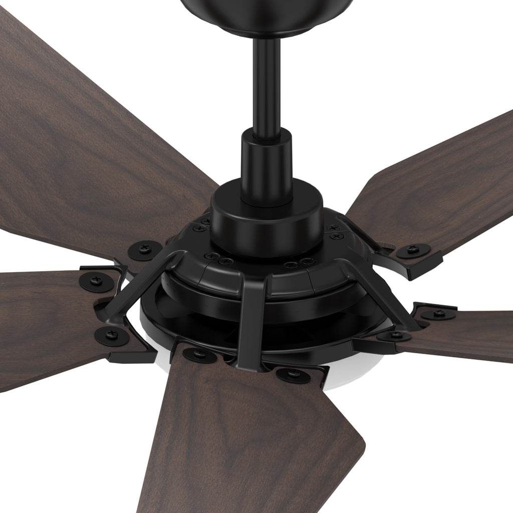 CARRO  - WOODROW 52 inch 5-Blade Smart Ceiling Fan with LED Light Kit & Remote - Black/Dark Wood