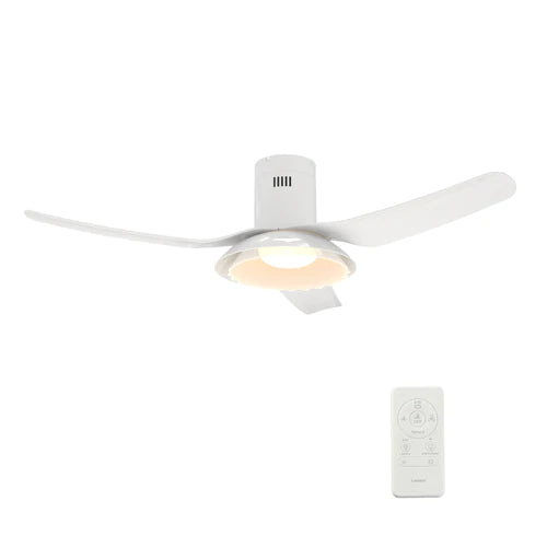 Carro - DAFFODIL 52 inch 3-Blade Flush Mount Smart Ceiling Fan with LED Light Kit and Remote - White/White