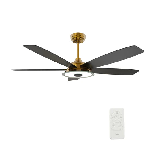 Carro - JOURNEY 52 inch 5-Blade Smart Ceiling Fan with LED Light Kit & Remote - Gold/Black