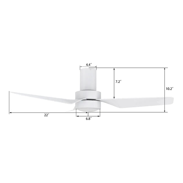 CARRO - PORTER 44 inch 3-Blade Flush Mount Smart Ceiling Fan with LED Light Kit & Remote- White/White