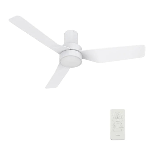 CARRO - PORTER 44 inch 3-Blade Flush Mount Smart Ceiling Fan with LED Light Kit & Remote- White/White