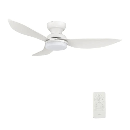 Carro - UPTON 45 inch 3-Blade Flush Mount Smart Ceiling Fan with LED Light Kit & Remote- White/White