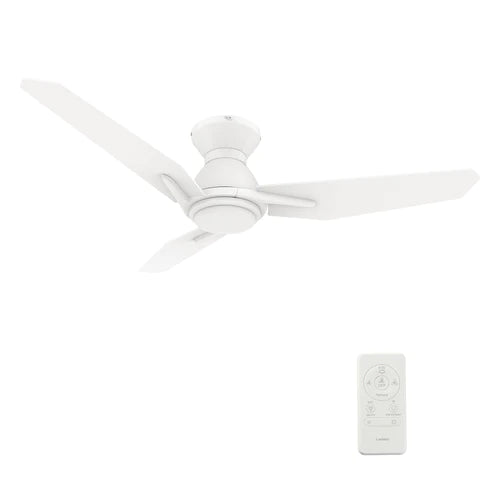 Carro - CALEN 48 inch 3-Blade Flush Mount Smart Ceiling Fan with LED Light Kit & Remote Control- White/White
