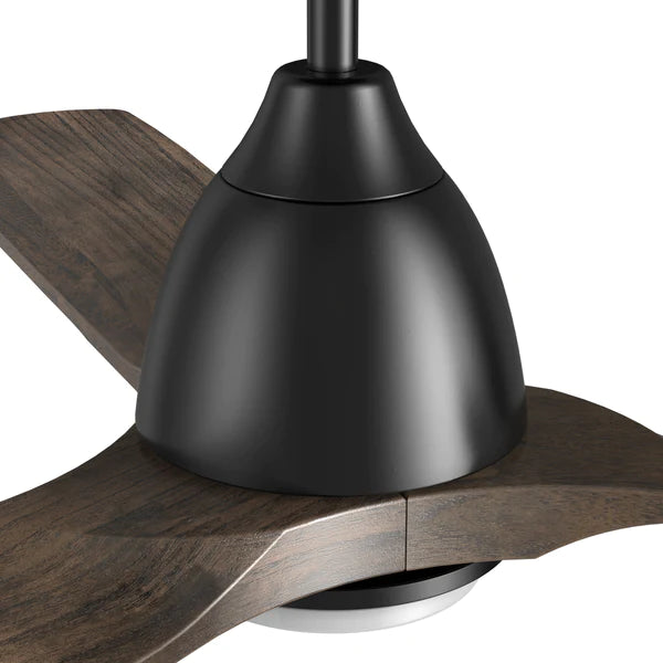 CARRO - RILEY 48 inch 3-Blade Smart Ceiling Fan with LED Light Kit & Remote- Black/Dark Walnut