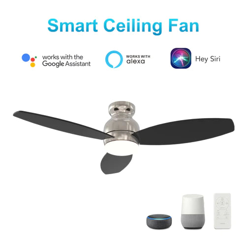 Carro - TRENTO 48 inch 3-Blade Smart Ceiling Fan with LED Light Kit & Remote - Silver/Black
