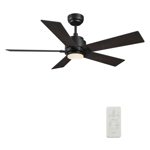 Carro - ASCENDER 48 inch 5-Blade Smart Ceiling Fan with LED Light & Remote Control - Black/Walnut & Barnwood (Reversible Blades)