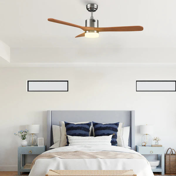 CARRO - PALMER 52 inch 3-Blade Smart Ceiling Fan with LED Light Kit & Remote- Silver/Antique Walnut