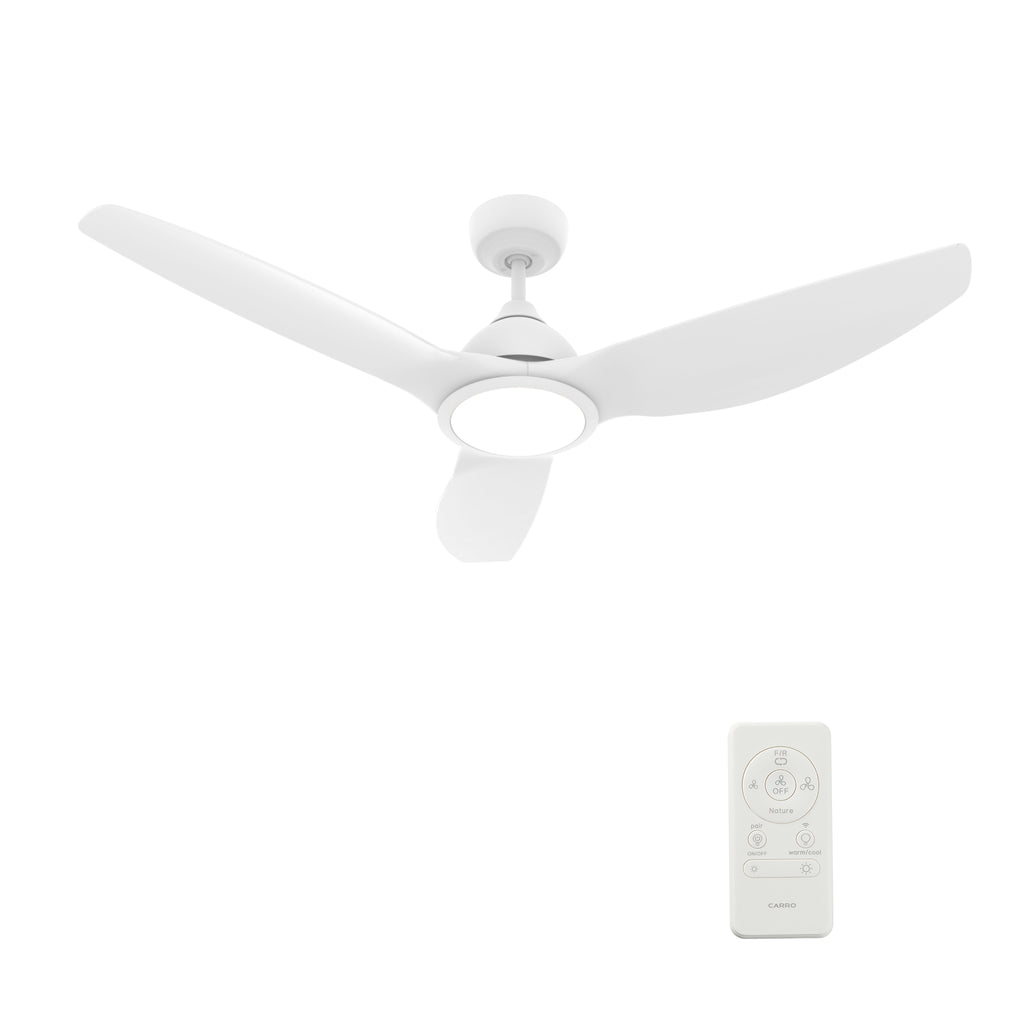 CARRO - CRANSTON 52 inch 3-Blade Smart Ceiling Fan with LED Light Kit & Remote - White/White